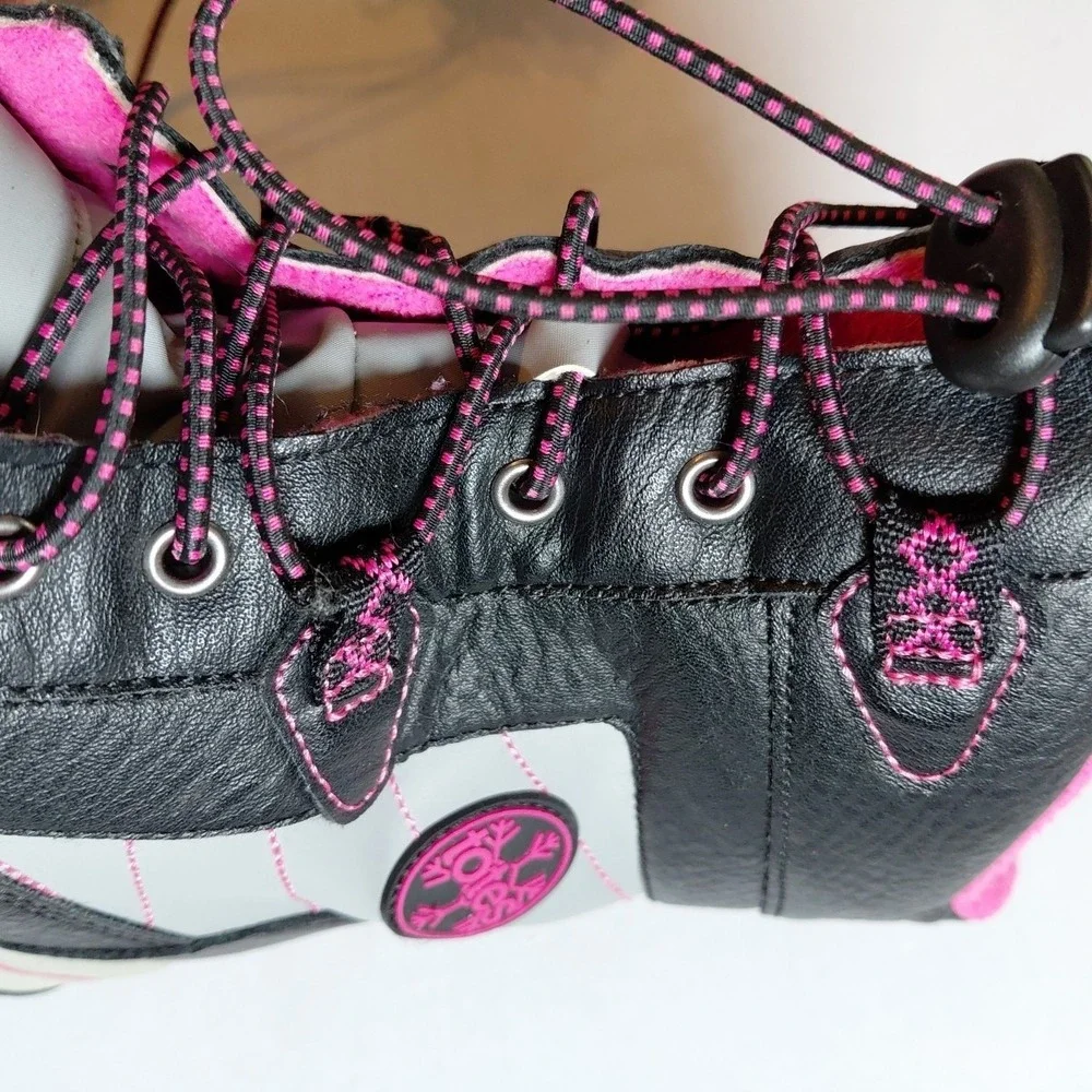 Totes Beaver Winter Snow Boots Girls Size 4 Black Pink Waterproof Lined EXC COND
